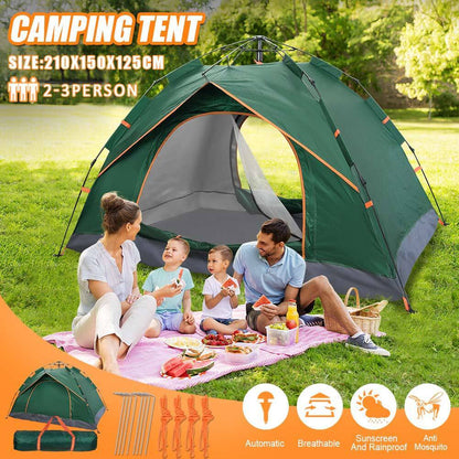 Camping Tent Waterproof Outdoor 2-3 Persons  Automatic Double Layer Pop up