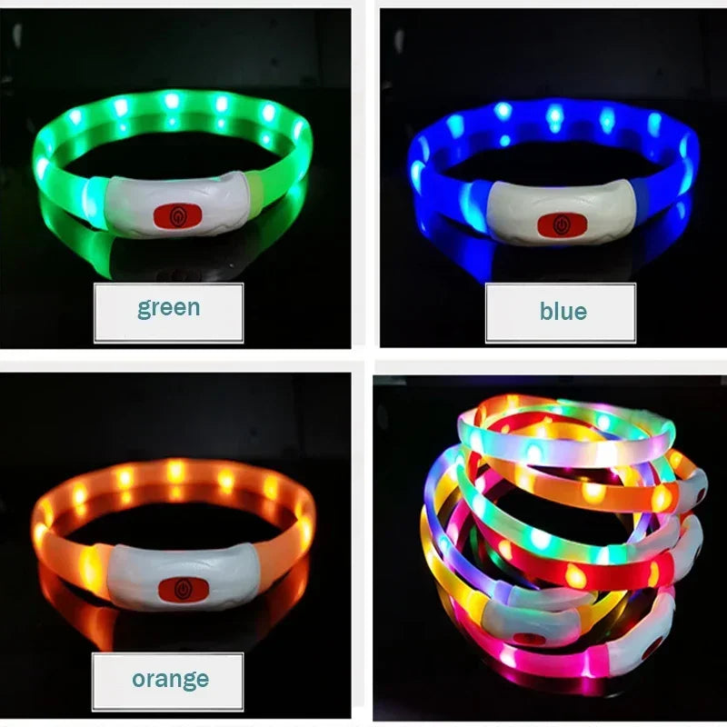 Silicone Led Dog Collar Usb Rechargeable Luminous