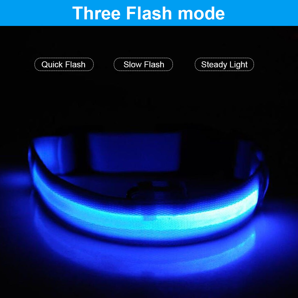 Pet Dog Collar USB Rechargeable LED Flashing Luminous Safety Light